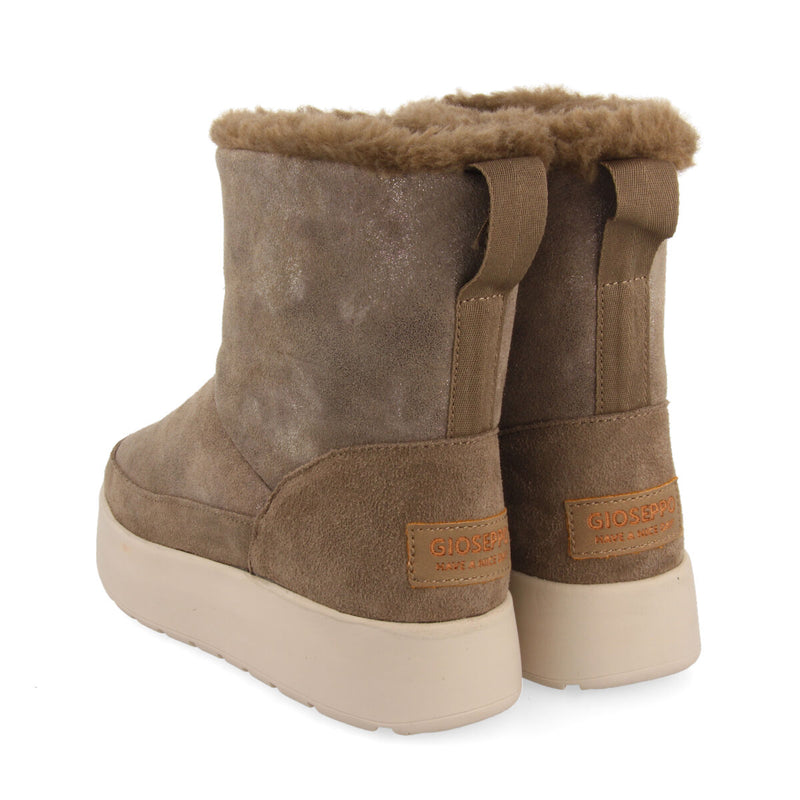 Bottines de type australiennes en cuir suédé taupe métallisé pour femme banff 