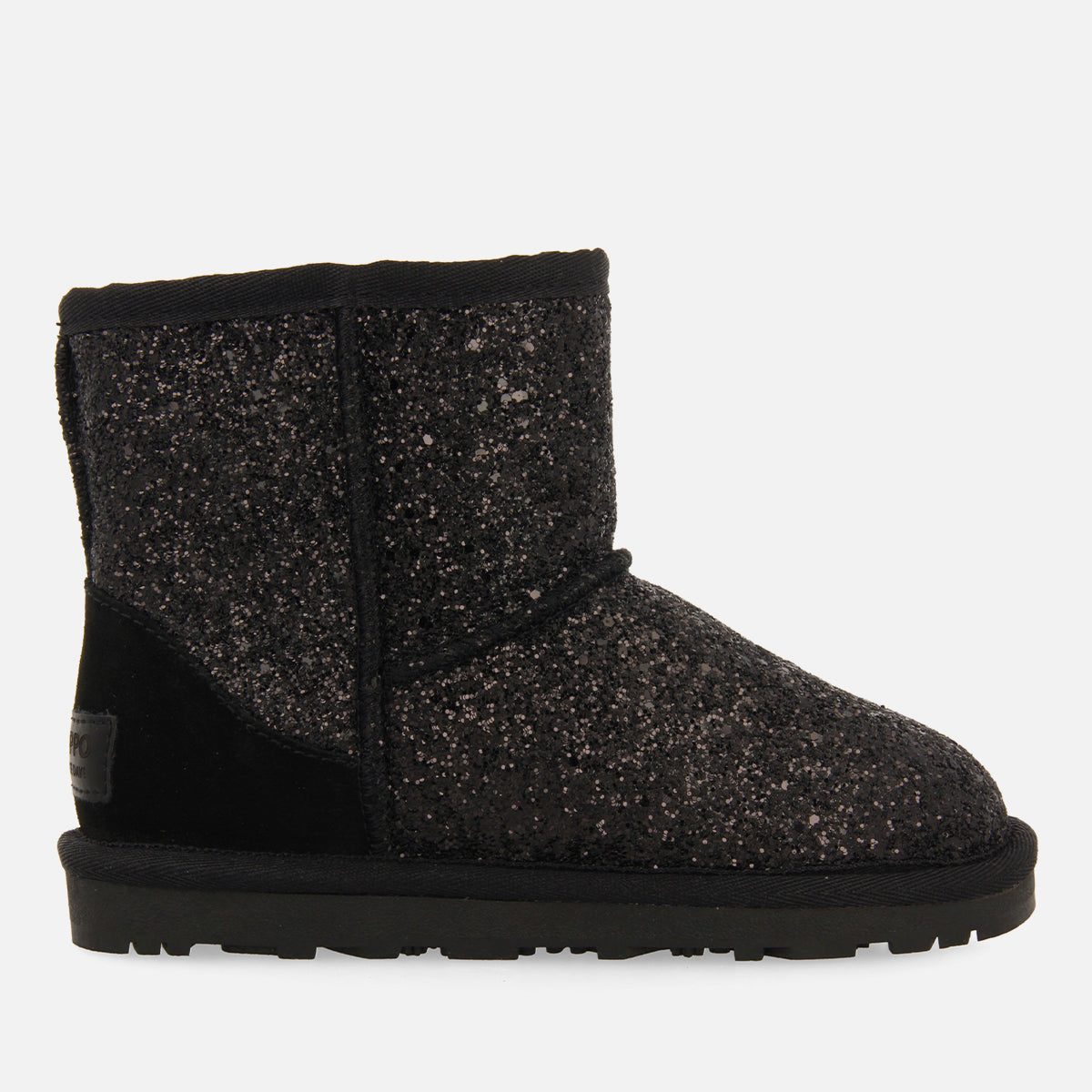 Stivaletti tipo australiani neri con glitter da bambina e da bambino tranoy 