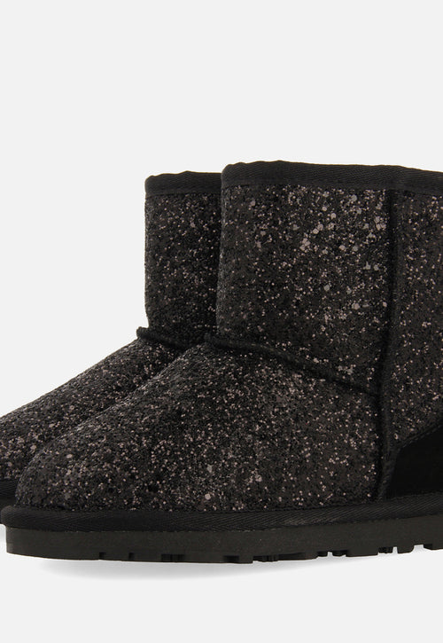 Tranoy children's glittery black shearling boots