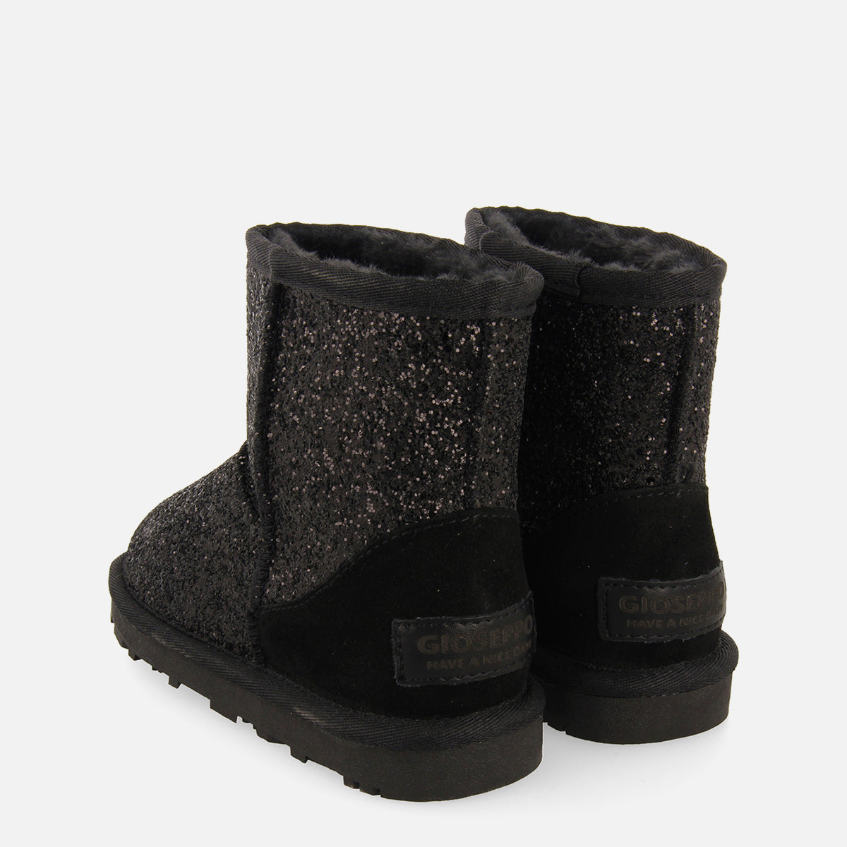 Stivaletti tipo australiani neri con glitter da bambina e da bambino tranoy 