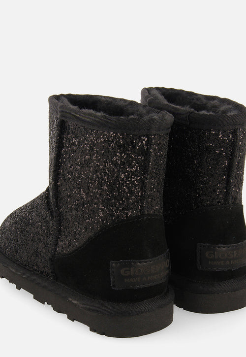 Tranoy children's glittery black shearling boots