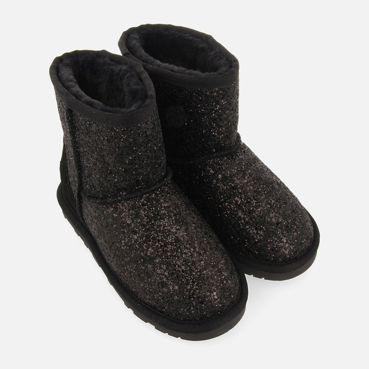 Stivaletti tipo australiani neri con glitter da bambina e da bambino tranoy 