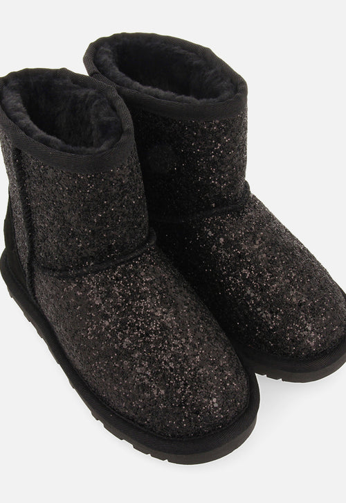 Tranoy children's glittery black shearling boots