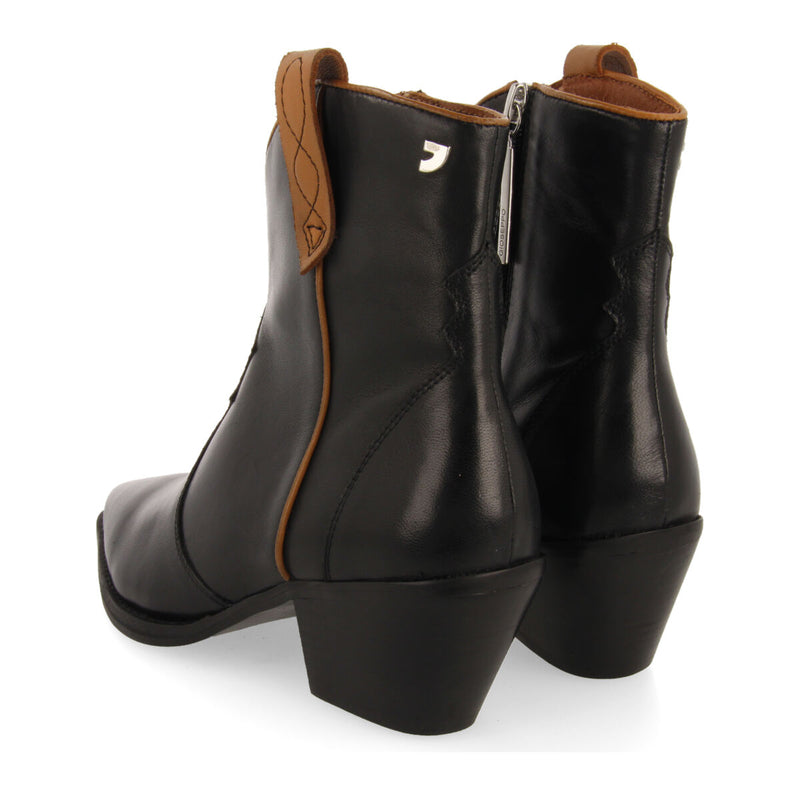 Botín estilo cowboy en piel color negro para mujer sylte