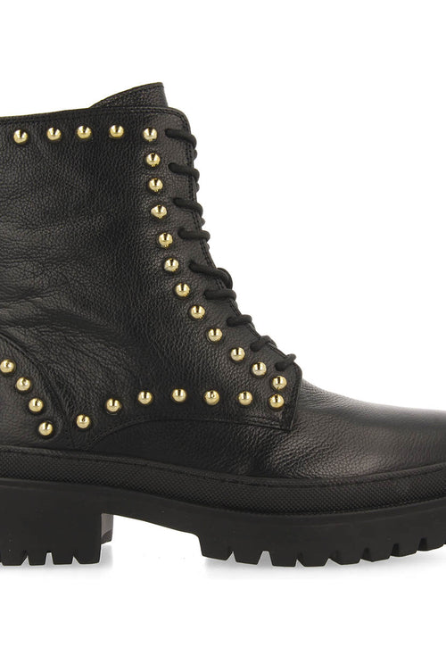 Botín negro de piel con cordones y tachuelas para mujer fairfax 