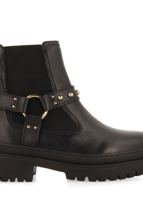 Liff women's black leather chelsea boots with studs