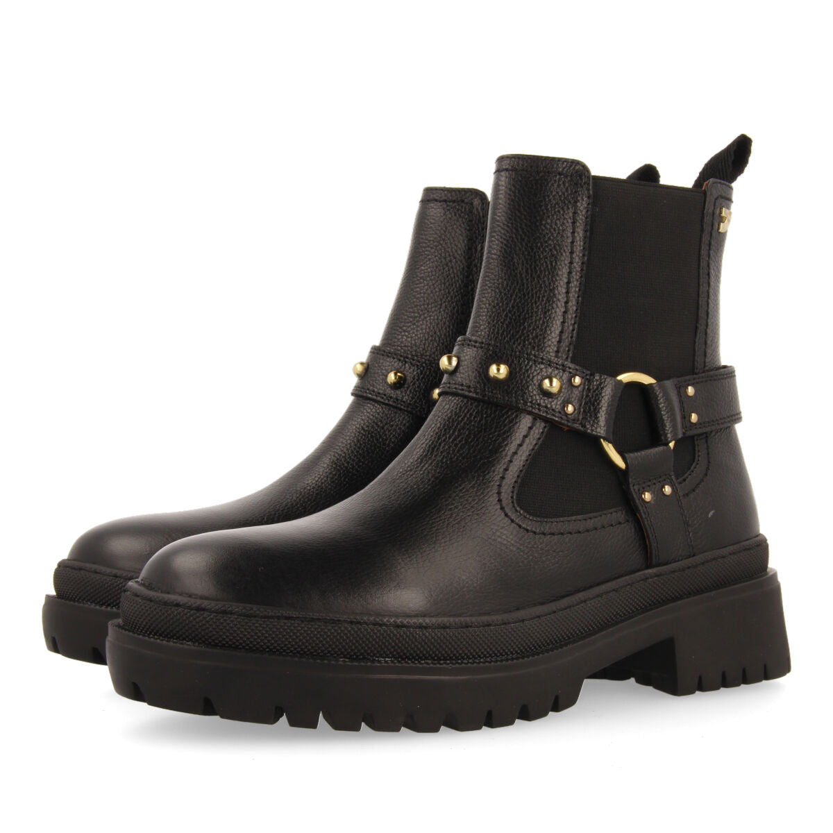 Liff women's black leather chelsea boots with studs