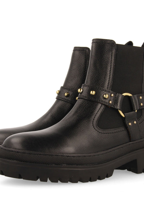 Liff women's black leather chelsea boots with studs