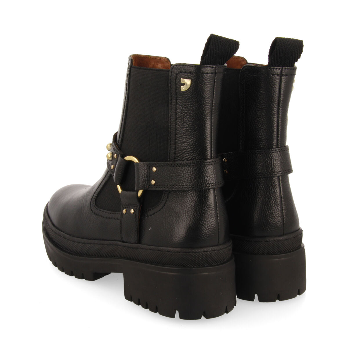 Liff women's black leather chelsea boots with studs