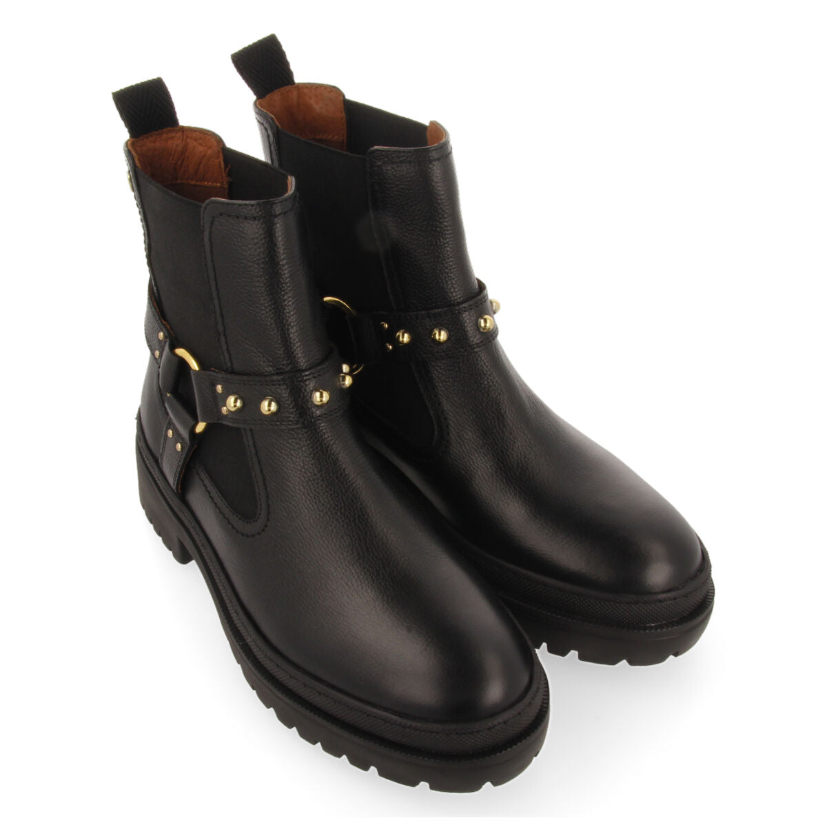 Liff women's black leather chelsea boots with studs