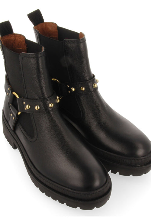 Liff women's black leather chelsea boots with studs