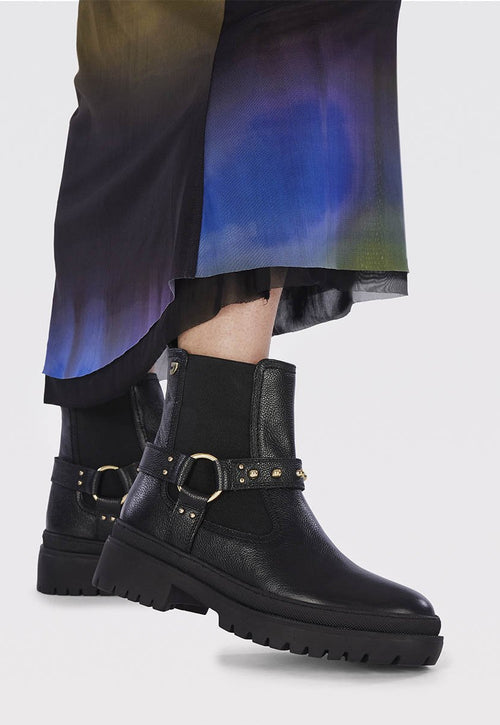 Liff women's black leather chelsea boots with studs