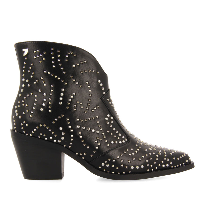 Botín estilo cowboy negro con detalle de tachuelas para mujer struer