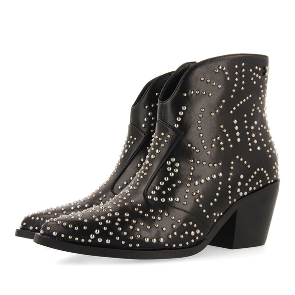 Botín estilo cowboy negro con detalle de tachuelas para mujer struer