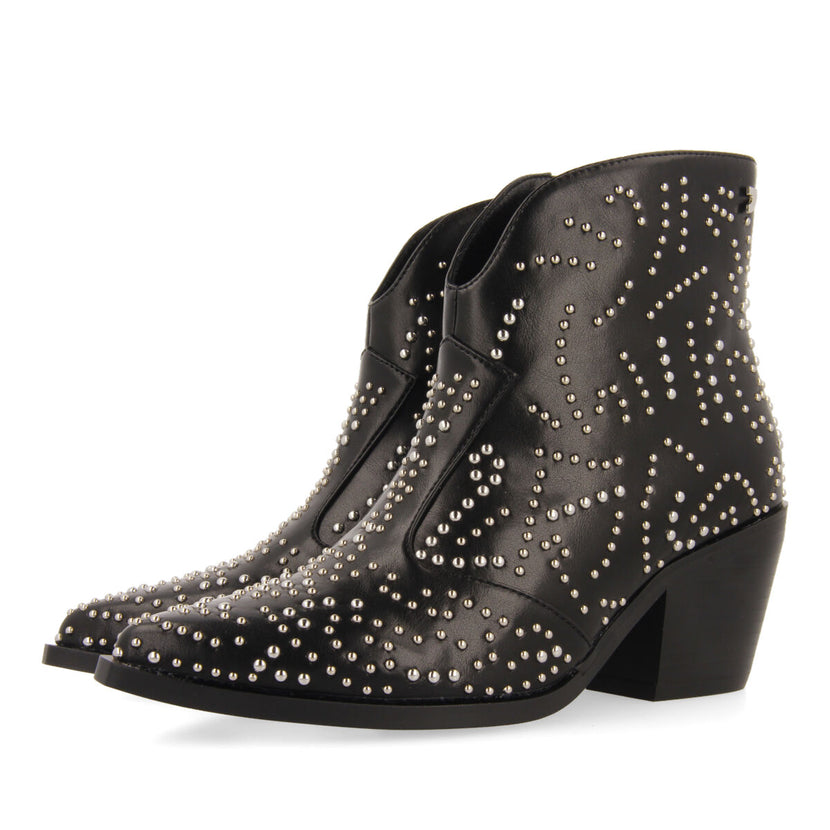 Botín estilo cowboy negro con detalle de tachuelas para mujer struer