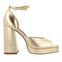 Sandalias color platino con tacón ancho y plataforma para mujer blunt 