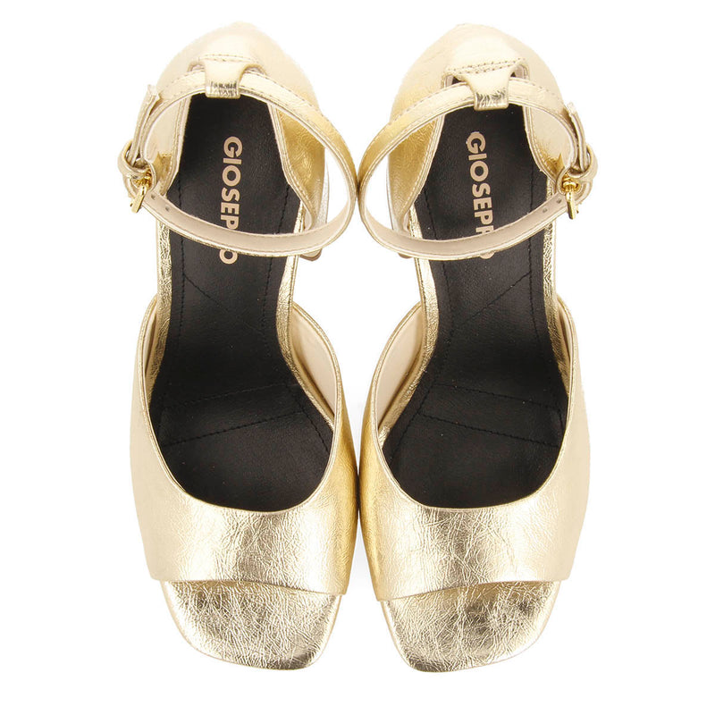 Sandalias color platino con tacón ancho y plataforma para mujer blunt 