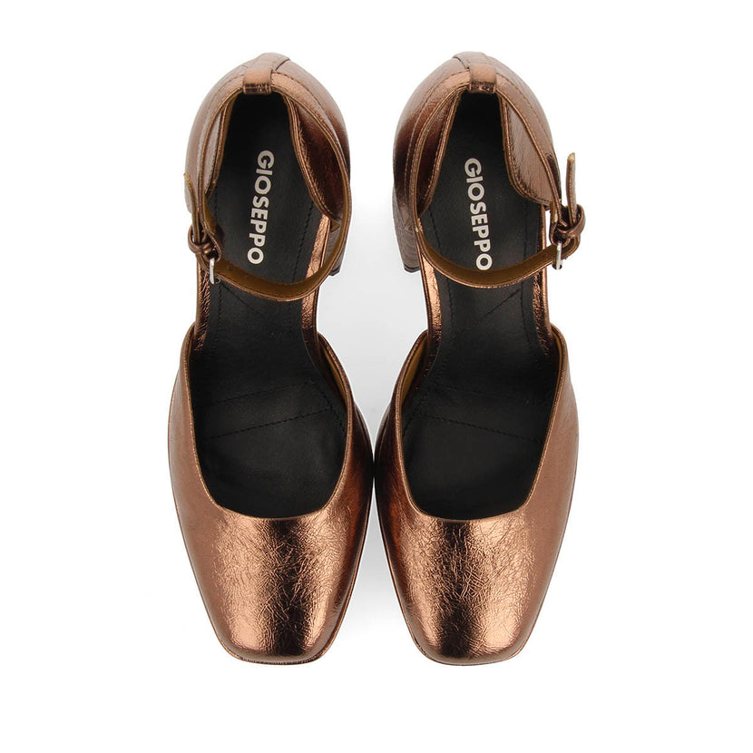 Zapatos bronce de tacón ancho y plataforma para mujer assynt 