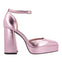 Zapatos rosa metalizado de tacón ancho y plataforma para mujer assynt 