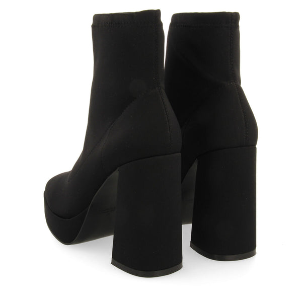 Turenki women's black ankle boots with wide heels and platforms