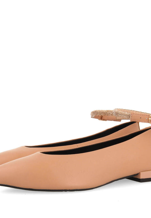 Bailarinas nude de piel con detalle de correa con strass para mujer menno 