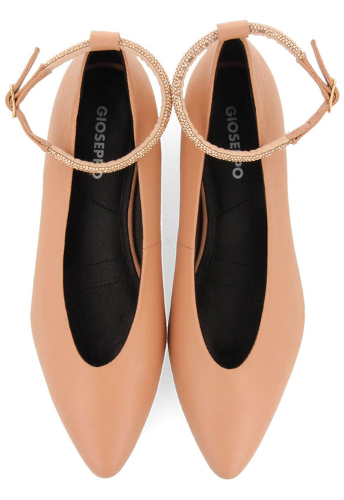 Bailarinas nude de piel con detalle de correa con strass para mujer menno 