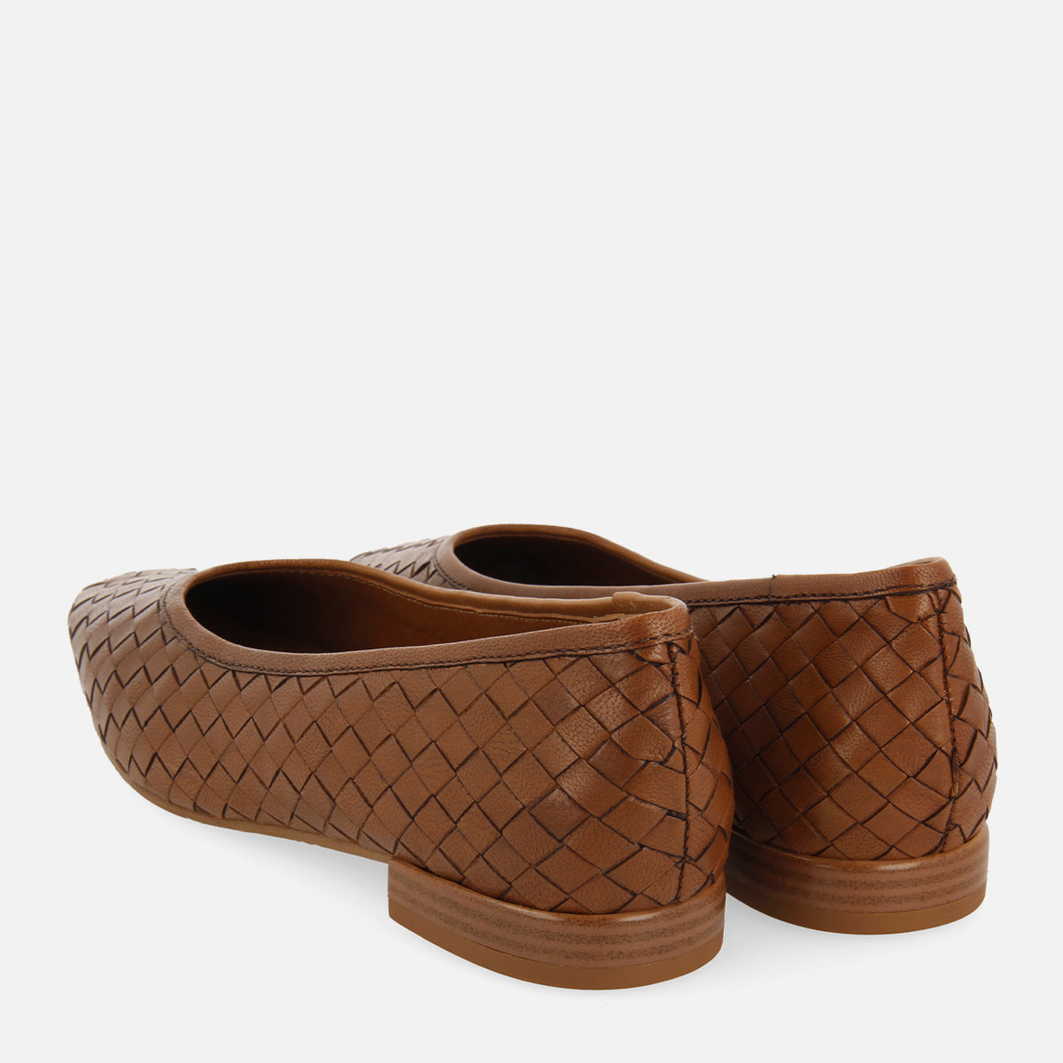 Bognes women's tan braided leather ballet flats