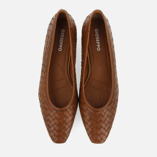 Bailarinas color cuero de piel trenzada para mujer bognes 