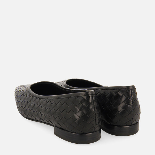 Bailarinas color negro de piel trenzada para mujer bognes 