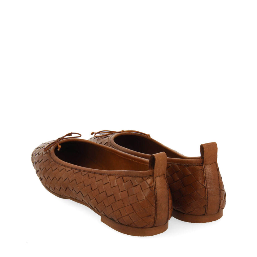 Bailarinas color cuero de piel trenzada para mujer thisted