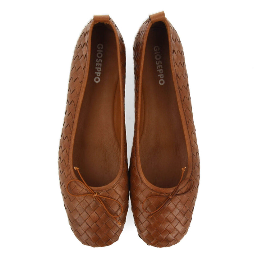 Bailarinas color cuero de piel trenzada para mujer thisted
