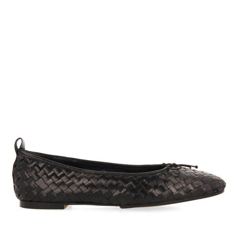 BAILARINAS COLOR NEGRO DE PIEL TRENZADA PARA MUJER THISTED