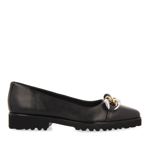 Bailarinas negras de piel con detalle de hebilla y suela track para mujer rosebud 