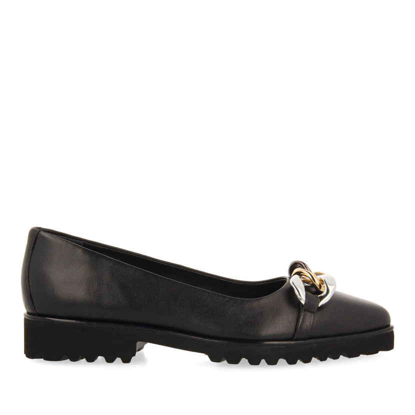 Bailarinas negras de piel con detalle de hebilla y suela track para mujer rosebud 
