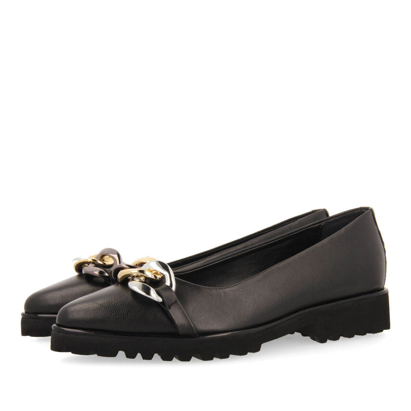Bailarinas negras de piel con detalle de hebilla y suela track para mujer rosebud 