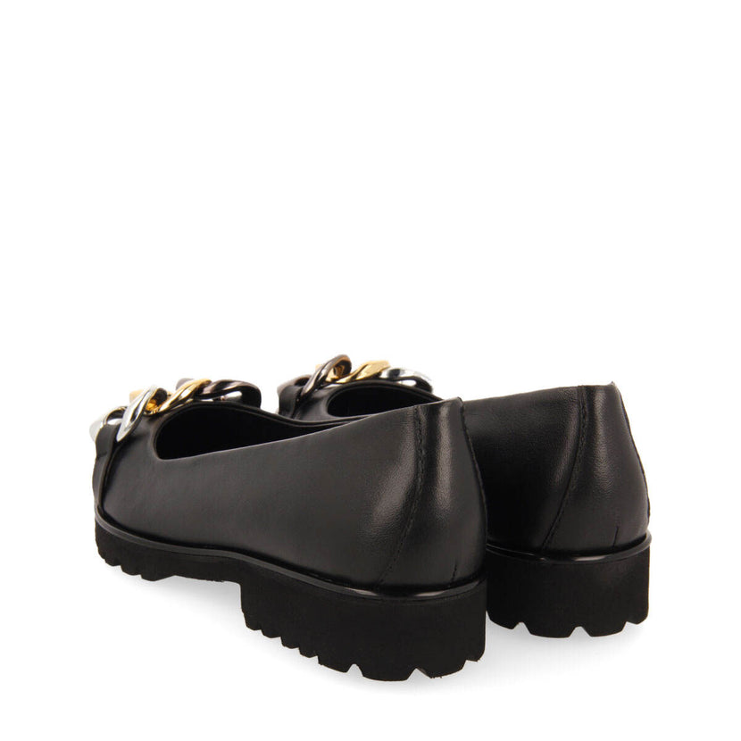 Bailarinas negras de piel con detalle de hebilla y suela track para mujer rosebud 