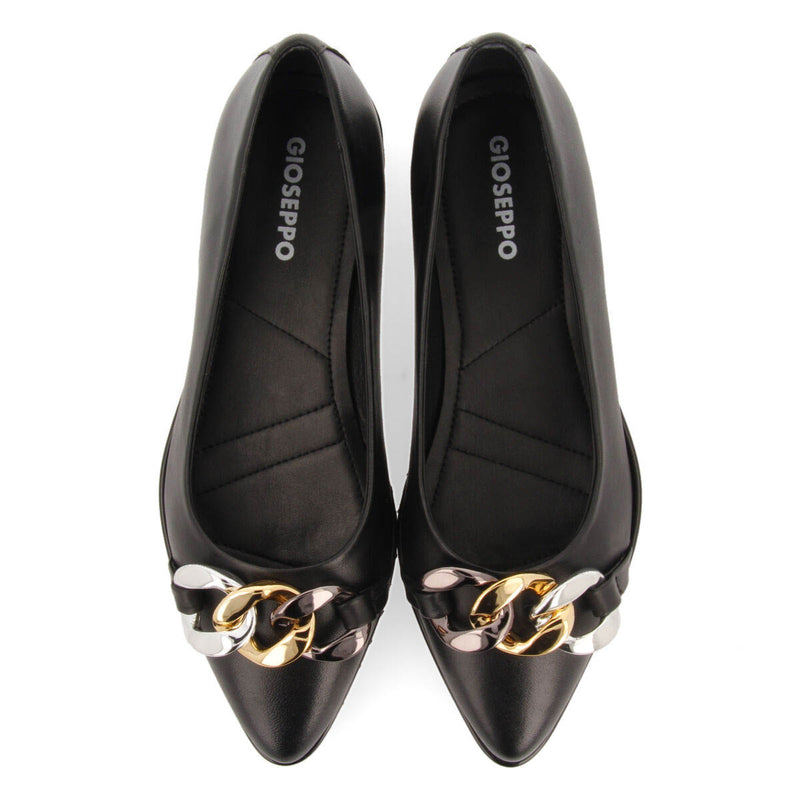 Bailarinas negras de piel con detalle de hebilla y suela track para mujer rosebud 