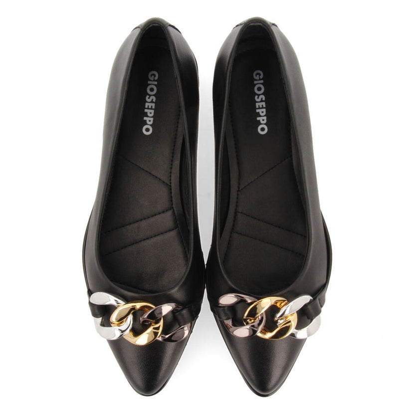 Bailarinas negras de piel con detalle de hebilla y suela track para mujer rosebud 