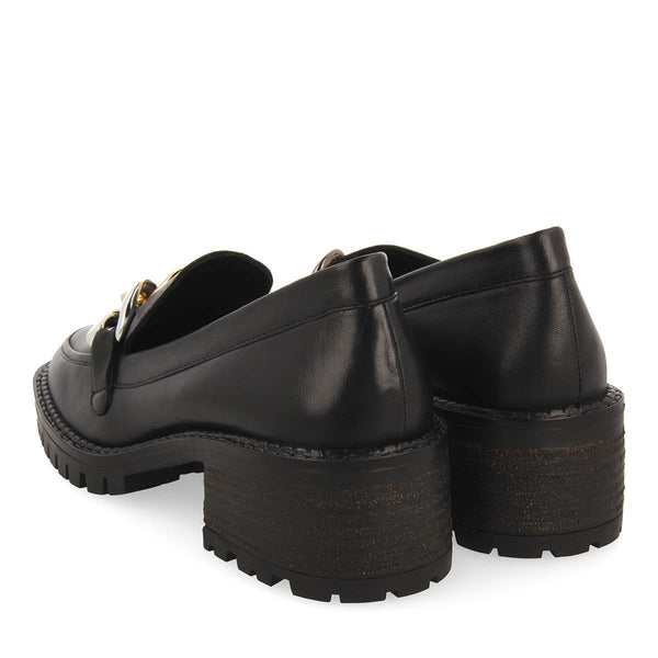 Mocasines negros de piel con detalle de cadena multicolor para mujer viena 