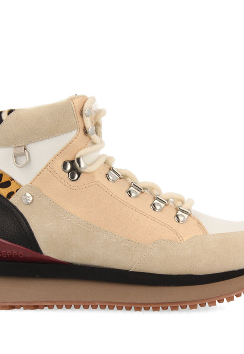 Halsnaes women's white mountain boot-style sneakers with details