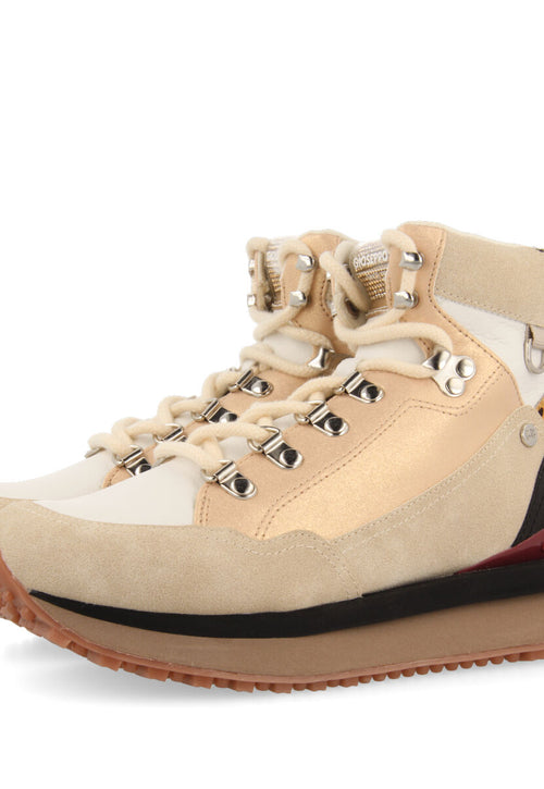 Halsnaes women's white mountain boot-style sneakers with details