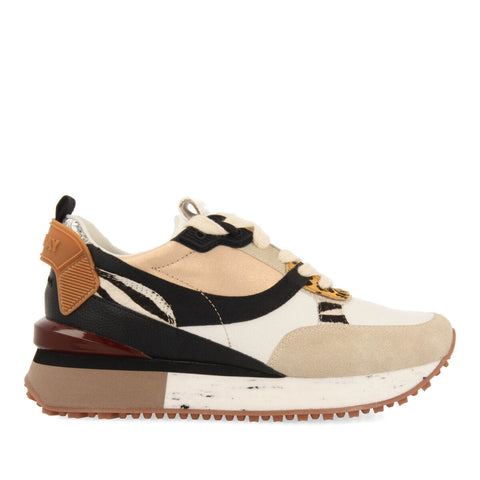 KAPRUN WOMEN'S WHITE SNEAKERS WITH MIXED PRINTS