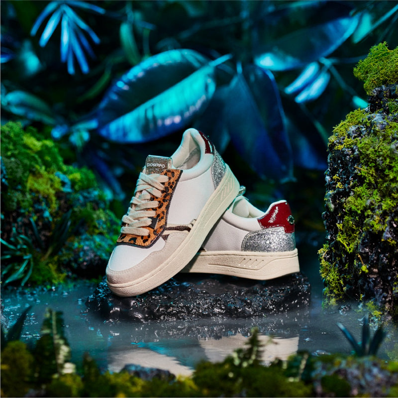 Sneakers blancas con mix de estampados para mujer bowdle 