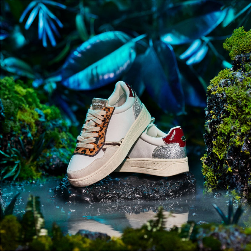 Sneakers blancas con mix de estampados para mujer bowdle 
