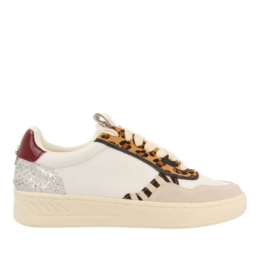 Sneakers blancas con mix de estampados para mujer bowdle 