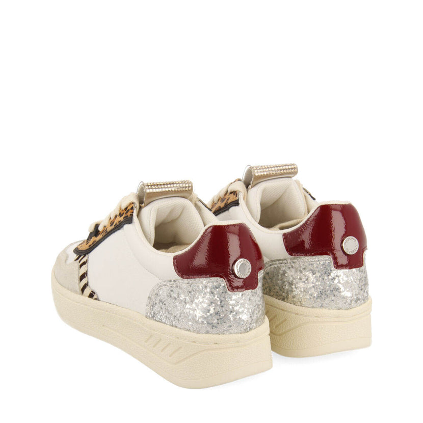 Sneakers blancas con mix de estampados para mujer bowdle 