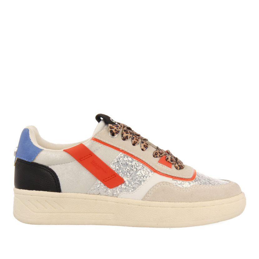 Sneakers blanches avec mix d’imprimés et textures pour femme elverum  
