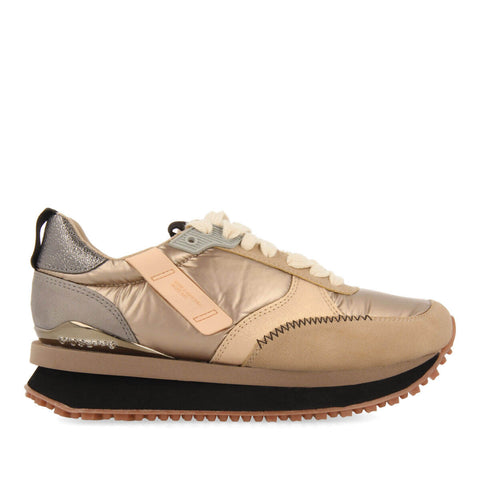 SNEAKERS DORADAS MONOCOLOR ACOLCHADAS CON DETALLES PARA MUJER GLADSAXE 