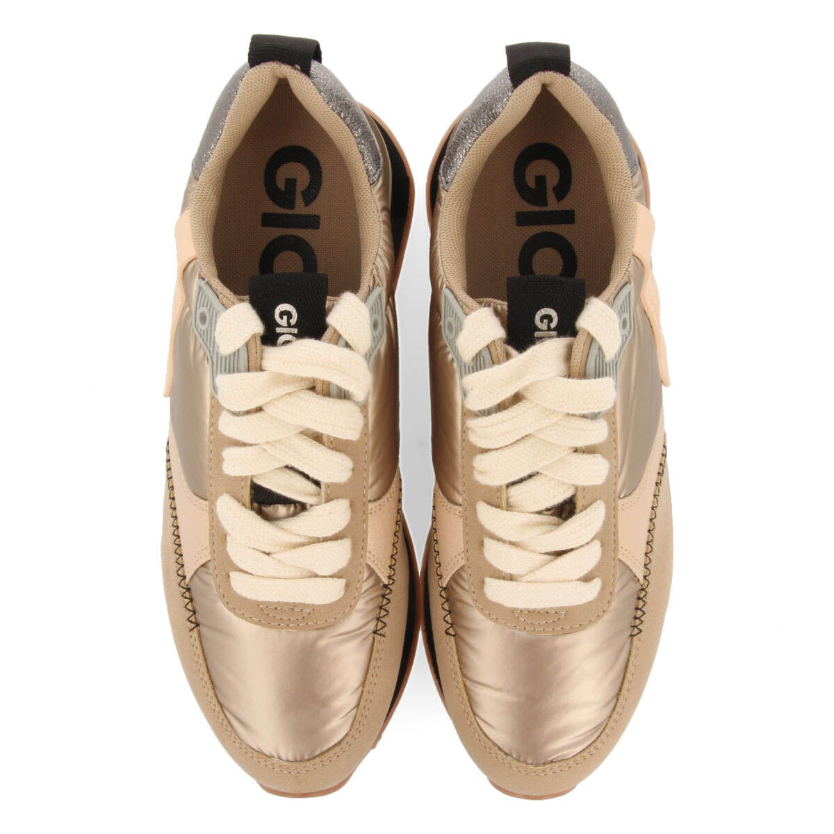 Gladsaxe women's cushioned gold monochrome sneakers with details