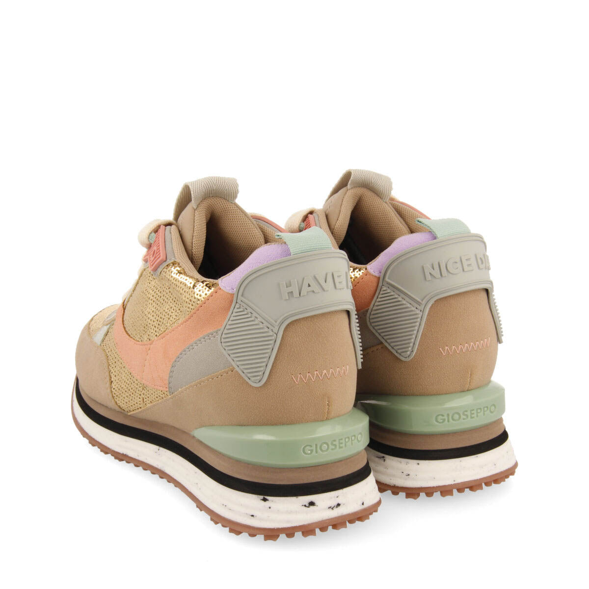 Sneakers con lentejuelas doradas y cuña interna para mujer okaton  